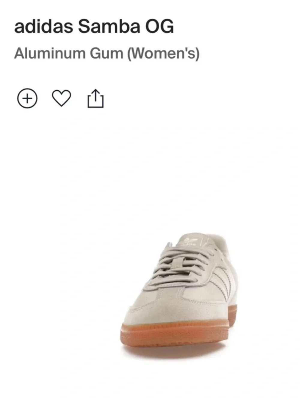Adidas Samba OG Aluminum Gum Women’s Size 7 – Cream Leather, Gum Sole - Picture 4 of 12
